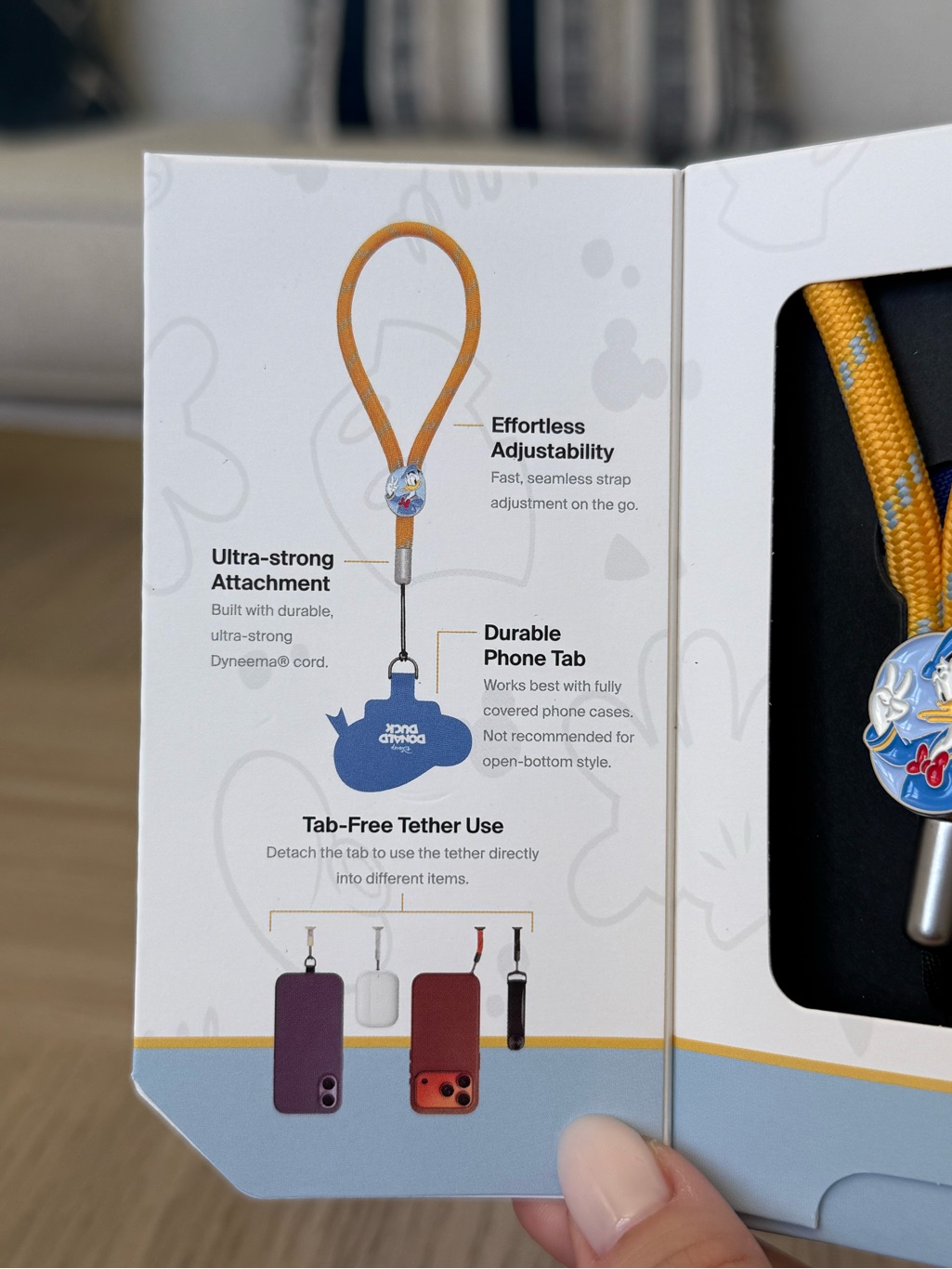 Disney Orbitkey Phone Wrist Strap Hand Lanyard Donald Duck Blue And Yellow Nwt — image 7 of 8